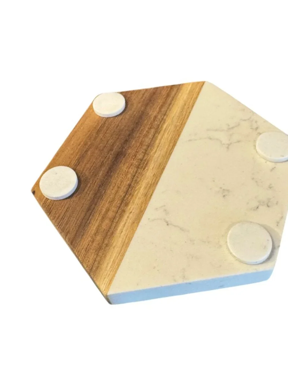 Inspirational Marble and Wood Hexagon Coaster with Butterfly Engraving